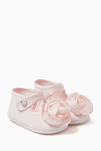 Rose-embellished Baby Shoes in Chenille