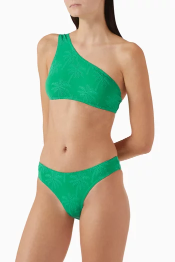 One-shoulder Bikini Set in Seersucker-fabric
