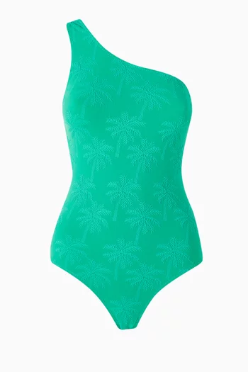 لباس سباحة قطعة واحدة بكتف مكشوف قماش سيرساكر