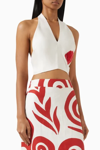 Ivy Halterneck Crop Top in Linen