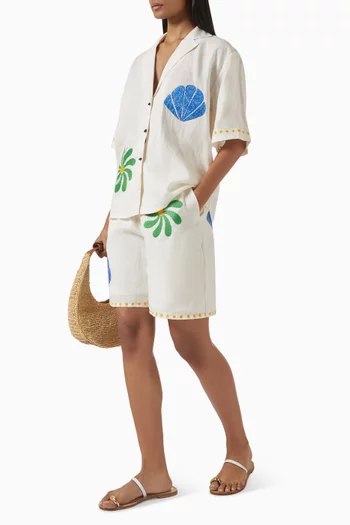 Sydney Embroidered Top in Linen