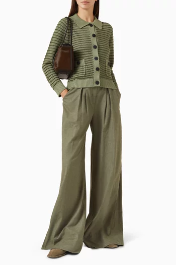 Striped Mesh Cardigan in Merino Wool Blend