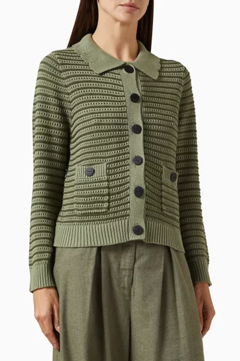 Striped Mesh Cardigan in Merino Wool Blend