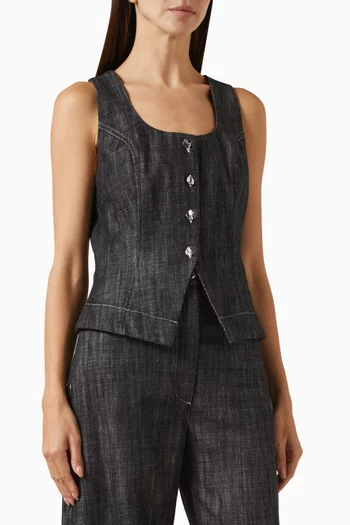 Scoop Neck Vest in Denim