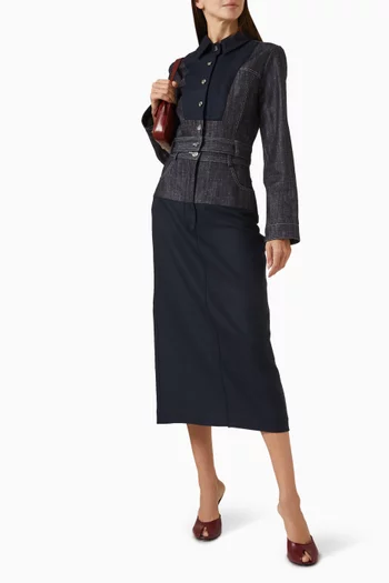 Seamed-Bib Jacket Raw-Denim