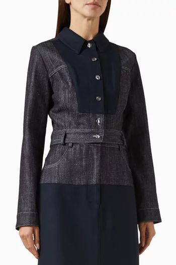 Seamed-Bib Jacket Raw-Denim