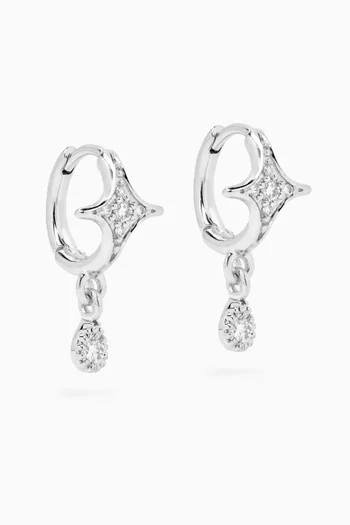 Luna Mini Drop Hoops in 18kt White Gold