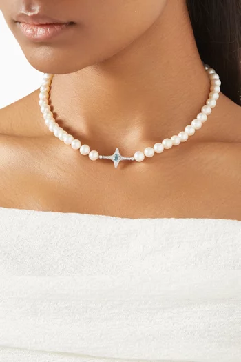 Selene Topaz & Pearl Necklace in 18kt White Gold