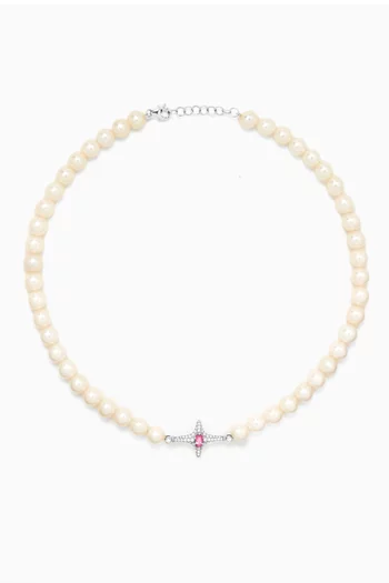 Selene Sapphire & Pearl Necklace in 18kt White Gold