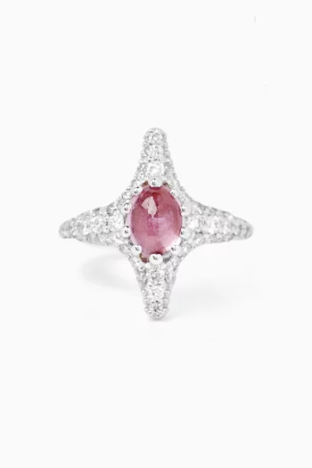 Selene Sapphire & Diamond Single Ear Cuff in 18kt White Gold