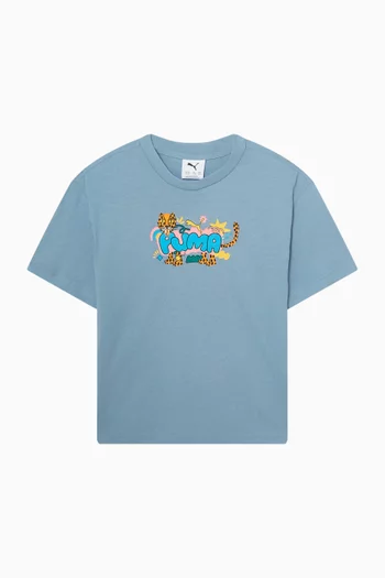 تي شيرت بشعار الماركة وطبعة فهد قطن