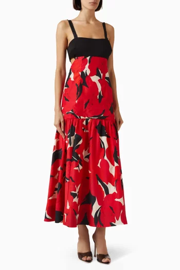 Selna Tie Strap Maxi Dress in Cotton-silk