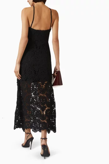 Crochet Halter Midi Dress in Cotton