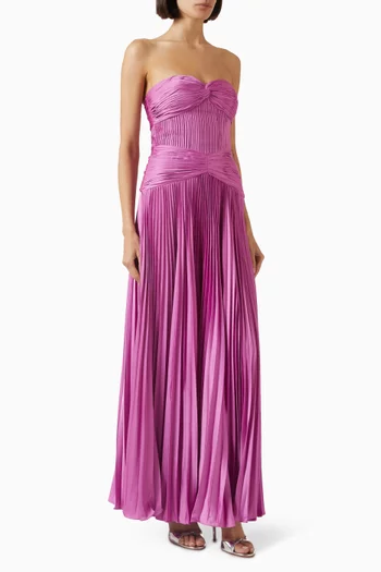 Del Pleated Gown in Satin