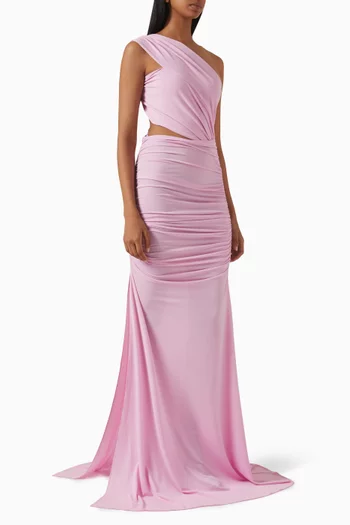 One-shoulder Gown in Crepe-jersey