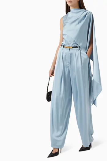 بنطال اليكس بقصة ساق واسعة ستان