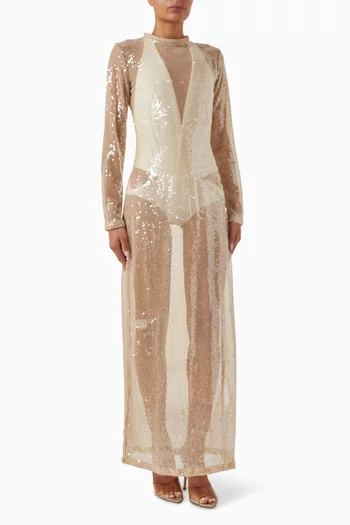 Sheer Sequin-embellished Gown