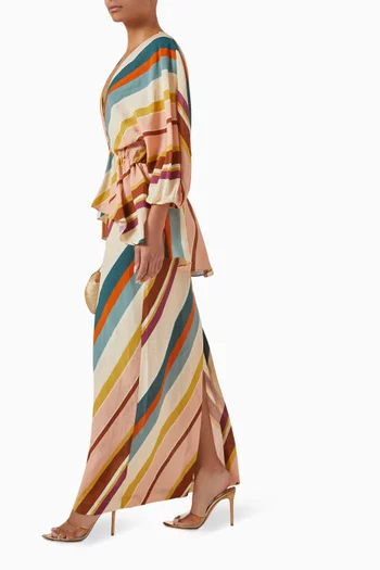 Striped Peplum Dress in Viscose Blend