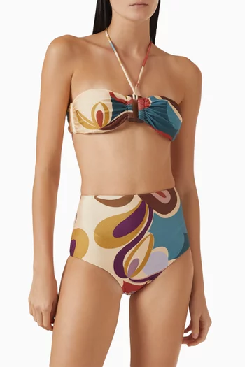 Floral-print High-waist Bikini Set