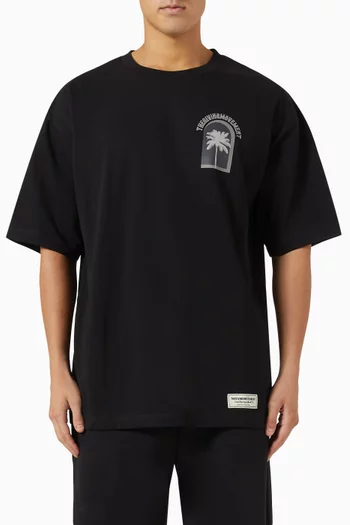 Palm-print Oversized T-shirt in Cotton-jersey