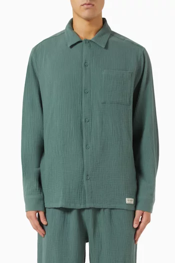 Regular-fit Long-sleeve Shirt in Crinkled-cotton