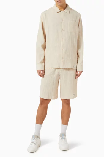 Regular-fit Long-sleeve Shirt in Crinkled-cotton