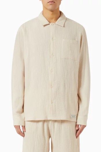 Regular-fit Long-sleeve Shirt in Crinkled-cotton