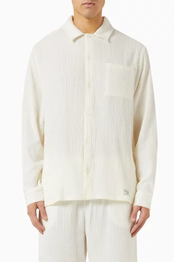 Regular-fit Long-sleeve Shirt in Crinkled-cotton