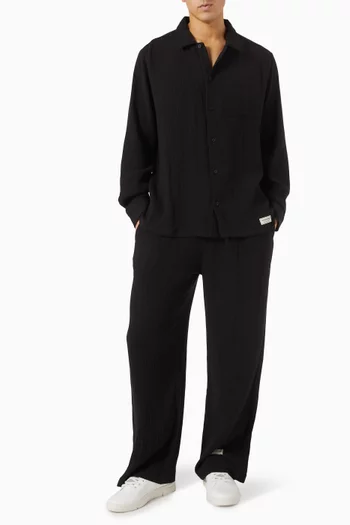 Regular-fit Long-sleeve Shirt in Crinkled-cotton