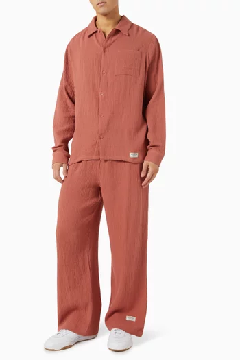 Regular-fit Long-sleeve Shirt in Crinkled-cotton
