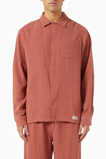 Regular-fit Long-sleeve Shirt in Crinkled-cotton