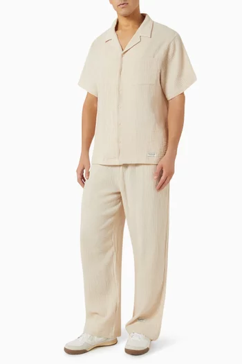 Oversized Shirt in Crinkled-cotton