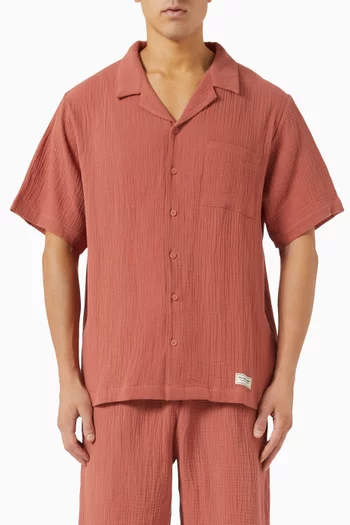 Oversized Shirt in Crinkled-cotton