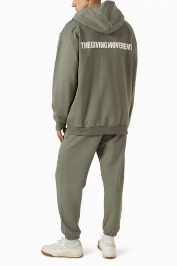 Oversized Logo-print Zip Hoodie in Organic Cotton-blend
