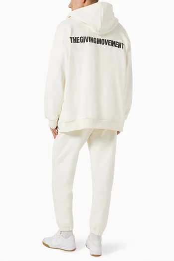 Oversized Logo-print Zip Hoodie in Organic Cotton-blend