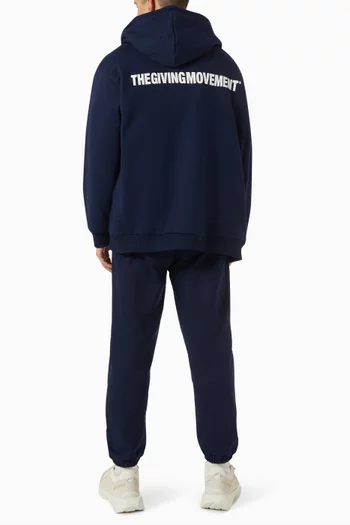 Oversized Logo-print Zip Hoodie in Organic Cotton-blend
