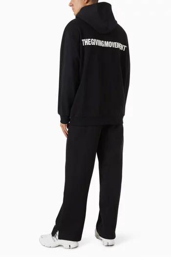 Oversized Logo-print Zip Hoodie in Organic Cotton-blend
