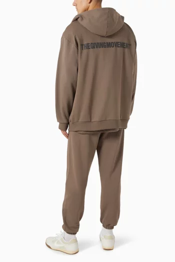Oversized Logo-print Zip Hoodie in Organic Cotton-blend