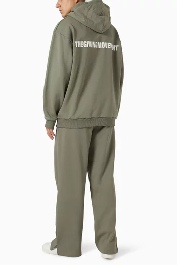Oversized Logo-print Hoodie in Organic Cotton-blend