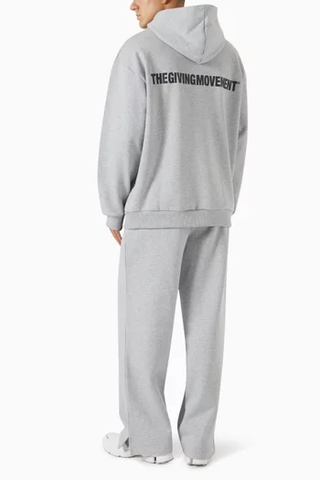 Oversized Logo-print Hoodie in Organic Cotton-blend