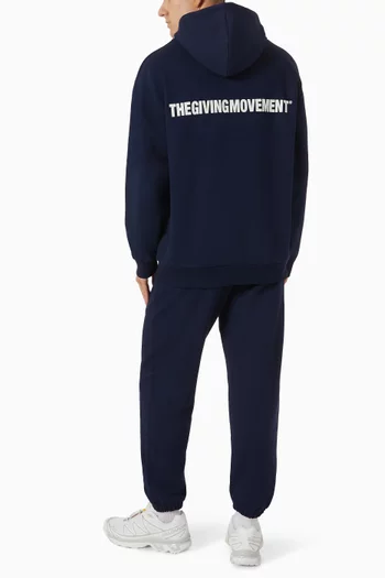 Oversized Logo-print Hoodie in Organic Cotton-blend