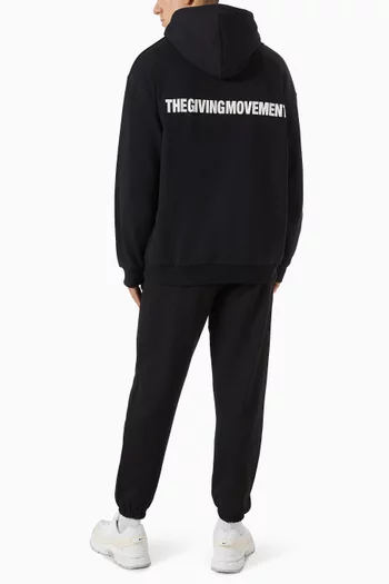 Oversized Logo-print Hoodie in Organic Cotton-blend