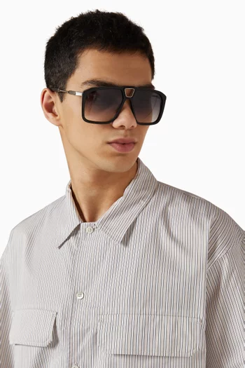 Savoy Aviator Sunglasses in Laminated Acetate & Titanium