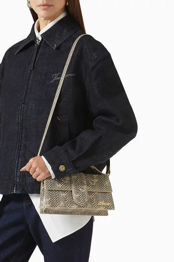 حقيبة لو جراند بامبينو جلد بنقشة جلد الأفعى