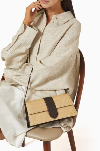 Medium Le Bambino Long Shoulder Bag in Raffia