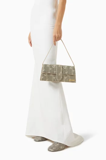 حقيبة كتف بامبينو جلد بنقشة جلد الأفعى