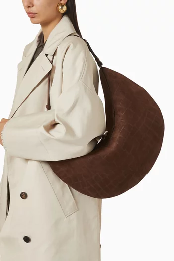 حقيبة هوبو اوفالو كبيرة شمواه جلد بنقشة جلد التمساح