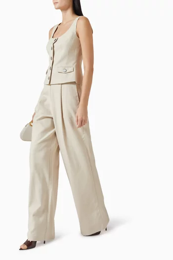 Hailey Wide-leg Pants in Cotton-linen