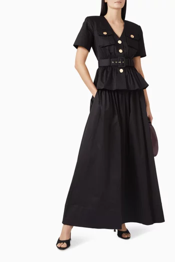 Ezra Safari Peplum Top in Stretch Cotton