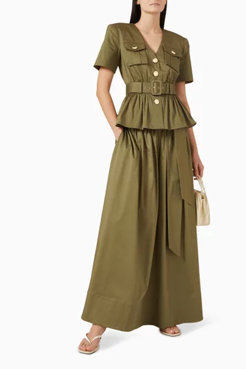 Ezra Safari Peplum Top in Stretch Cotton